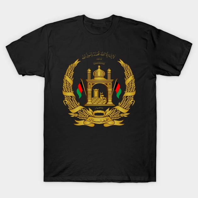 National Emblem of Afghanistan GOLD T-Shirt by Flags of the World